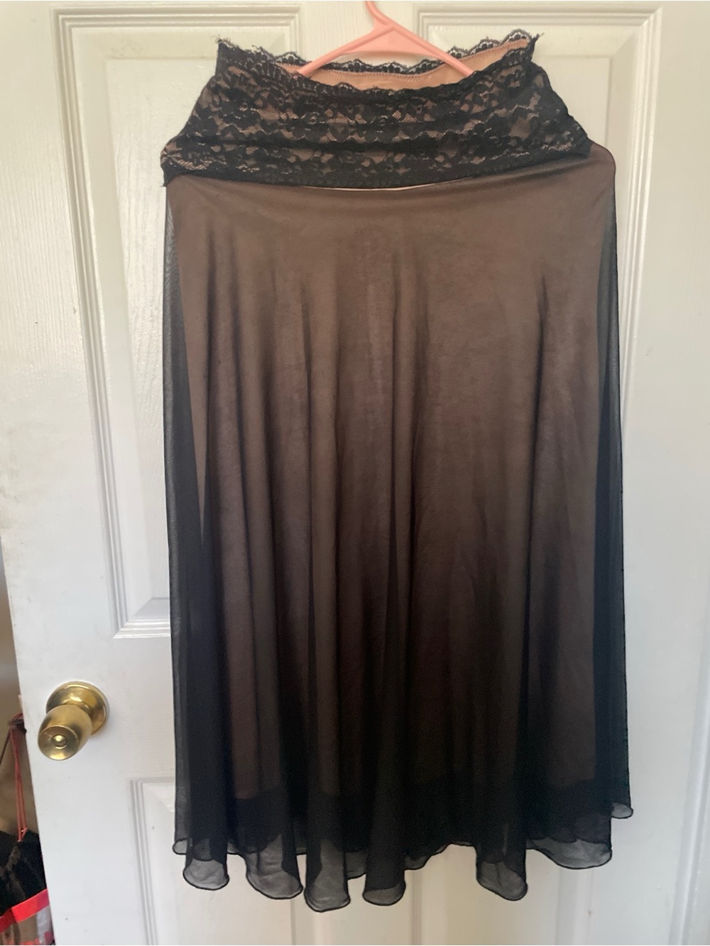 (SOLD)Elegant Vintage-Style D.J. Sommers Lace & Chiffon Skirt